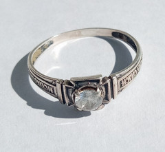 Vintage Ring White stone Sterling Silver 925 religious Women Jewelry size 9.5