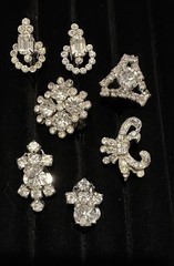 16pc Vintage Rhinestone Costume Jewelry Lot Necklace Earrings Brooch