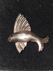 Sterling Silver 1930s Art Deco Flying Fish Cute Marked Sterling As Pictured