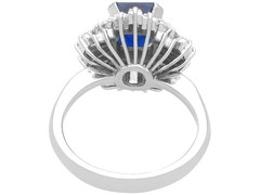 1.94Ct Basaltic Sapphire and 1.07Ct Diamond Platinum Ballerina Ring Circa 1970
