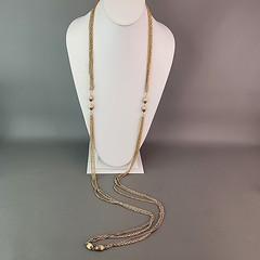 Vintage Chain Necklace Gold Tone Curb Link Triple Layer Long Endless 58″ Flapper