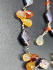 Freshwater Pearl and Teardrop Gemstone Bead Necklace