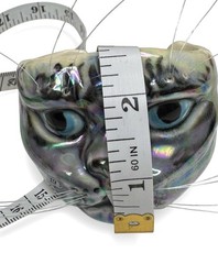 VNTG Rare Ceramic Cuff Bracelet Iridescent Cat With Whiskers, Signed KM 1987