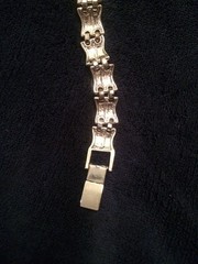 Vintage Rhinestone Bracelet Heavy Silvertone Unbranded 7.5 To 8.5 in With Link