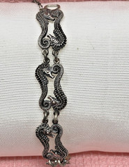 Vintage Carl Schon Double Seahorse Sterling Bracelet Baltimore EUC #1020