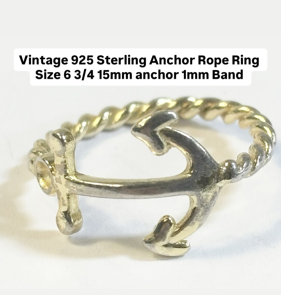 Vintage 925 Anchor Rope Ring Size 6 3/4