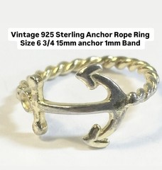 Vintage 925 Anchor Rope Ring Size 6 3/4