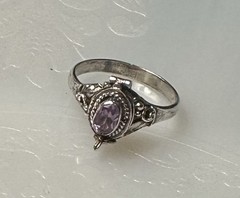 Vintage Sterling Silver Purple Sapphire Poison Ring Size 7.25