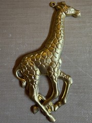 Vintage Brass Giraffe Charms 80mm Safari Animal Jewelry Findings Lot of 2 NOS