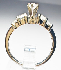 14K White Gold .69ct Marquise & Baguette Natural Diamond Ring Size 6 5g Vintage