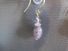 1 Pair Unique .75″in Glass Light Purple Mini Jelly Bean Shape Dangle