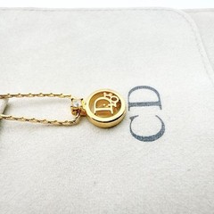 Christian Dior CD Logo Gold Necklace with Pouch 39-44cm