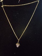 Porcelain Rose Pendant on 18 Inch Gold Tone Necklace