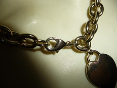 “G” SIGNED PENDANT ON HEAVY GOLD TONE LINK CHAIN COLLAR NECKLACE #1/19