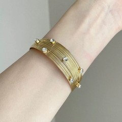 Vintage brushed gold open bangle