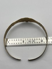 Vintage Sterling Silver 925 Niello Cuff Bracelet Signed Tarnished Gold Tone