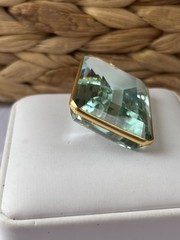 Vtg Faux Aqua Marine Glass Extra Large Pendant