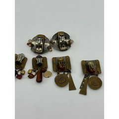 Vintage Marjorie Baer MB SF Baer SF Mixed Metal Clip On Earrings Lot 3 Pairs