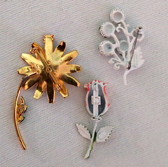 Vintage High End Flower Brooch Earring Jewelry Lot wSets Hollycraft Weiss Emmons