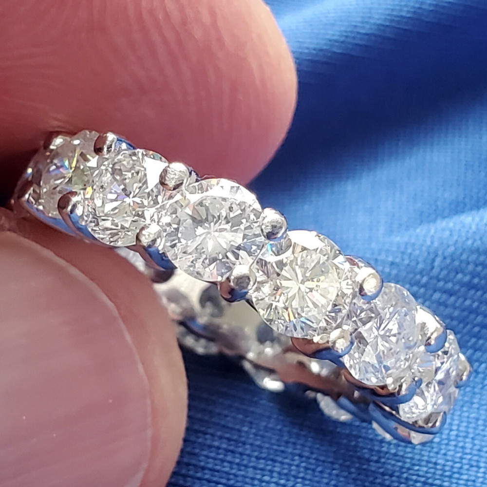 Original EARTH MINED DIAMOND Deco Band Vintage Eternity Anniversary Ring Size 7