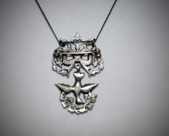 GORGEOUS ! Antique FRENCH 900 Silver *ST ESPRIT* MARCASITES/PASTES Pendant/chain