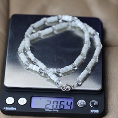 White and Clear Beaded Necklace Sterling Silver
