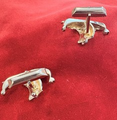 RARE SWANK SIGNED VINTAGE VIKING SHIP GOLD TONE SHIELD CUFFLINKS COLLECTIBLE