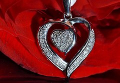 10k white gold pendant 0.10ct natural diamond heart charm vintage 1.16gr N3318
