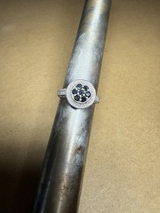 Vintage India Natural Black & White Diamond Sterling Silver 925 Ring Size 8