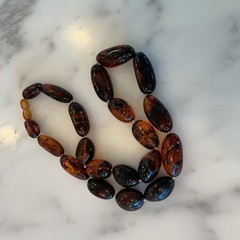 Natural Baltic Cherry Amber Graduated Bead Necklace 23” 60g Vienna Estate
