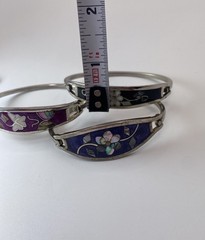 Pick (1)Mexico Silver Abalone Inlay Tension Cuff Bracelet-Black,Purple, or Pink