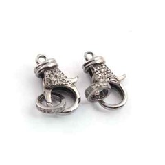 1 Pc Pave Diamond Lobster Claps, 24mmx12mm Lobster Claps, Both Side Pave Diamond