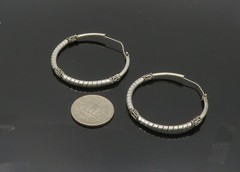 925 Sterling Silver Vintage Shiny Wrapped Swirl Hoop Earrings EG10130
