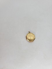 Vintage Art Deco Octagon Locket Gold Tone .75″ Triangle Etched