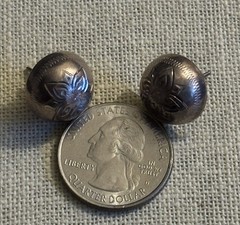 Vinyage Button Etched Domed Round Sterling Silver 925 Earrings #6