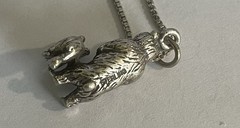 Vintage Solid Sterling Silver Mama Bear Pendant On 30in Sterling Box Chain 9.25g