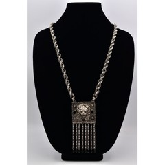 Edlee Vintage Chain Lion Door Knocker Necklace Heavy Chain Silver Signed BinBL