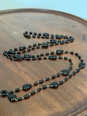 Vintage Jet Black Glass Necklace Long Strand Opera Flapper Goth 48″