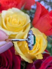 2.50 CT Green Emerald Cut CZ Art Deco Antique Style Engagement 925 Silver Ring