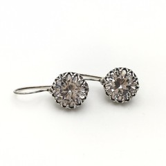 Vintage Sterling Silver Fancy Bezel 14mm CZ Dangle Earrings Marked 925 9g #68