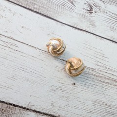 Vintage Stud Earrings Silver Tone & Gold Tone Knot – Condition Issues
