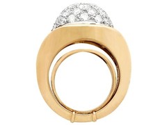 1960s French 0.80 Ct Sapphire 1.72 Ct Diamond 18k Yellow Gold Cocktail Ring