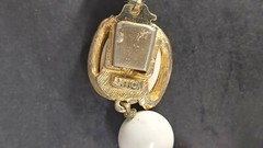 Arthur Pepper Mode – Art White Bead W/ Silver Flakes Necklace Vintage vc046sx