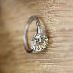 Art Deco Round Cut Lab Created Diamond Three-Stone 925 Silver Engagement Ring