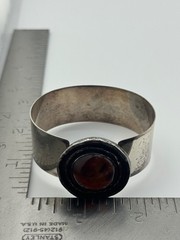 Vintage Sterling Silver Modernist Amber Bracelet Theodor Klotz Teka Germany