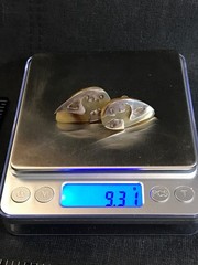Vtg Sterling Silver & Horn or Lucite Modernist Man Woman Screw Earrings Mexico