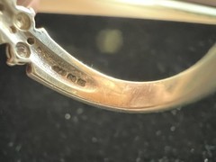 Modernist 925 Sterling Silver Zig Zag CZ Size 9.75