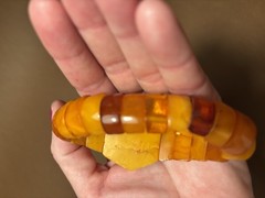 VINTAGE NATURAL BALTIC AMBER BRACELET & EARRINGS ART DECO