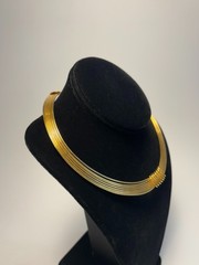 Vintage Choker Collar Necklace Gold Tone with Unique Metalwork Details See Pics
