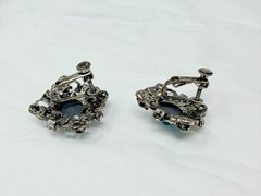 Beautiful Light Blue Clear Rhinestone 1-1/8″ Long Clip on Earrings
